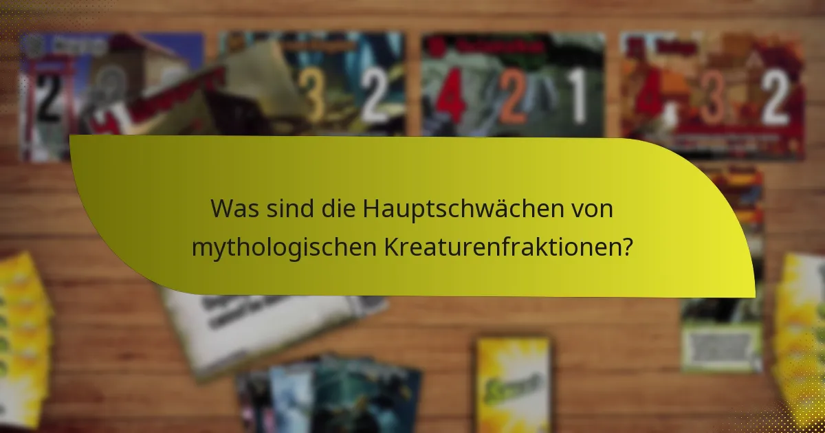 Was sind die Hauptschwächen von mythologischen Kreaturenfraktionen?