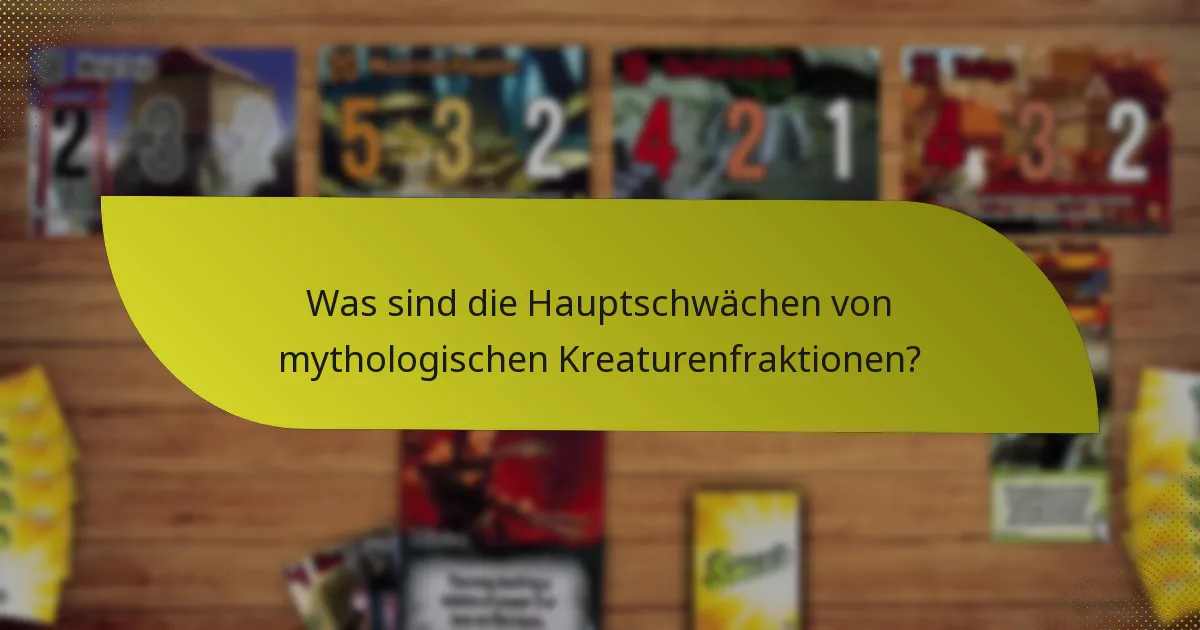 Was sind die Hauptschwächen von mythologischen Kreaturenfraktionen?
