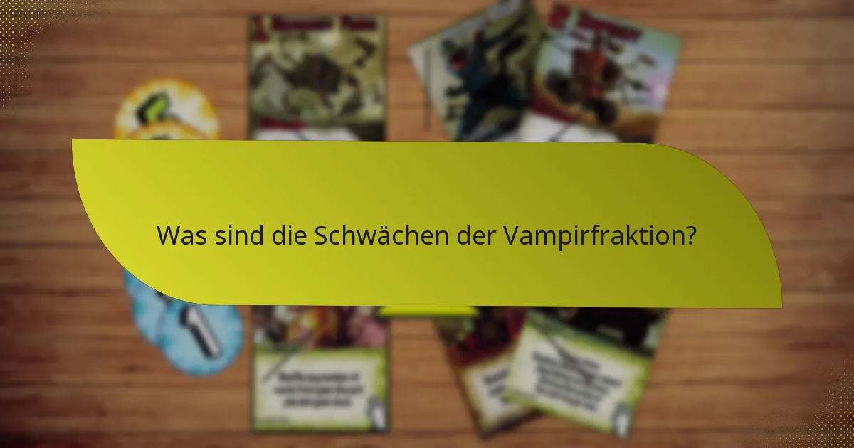 Was sind die Schwächen der Vampirfraktion?