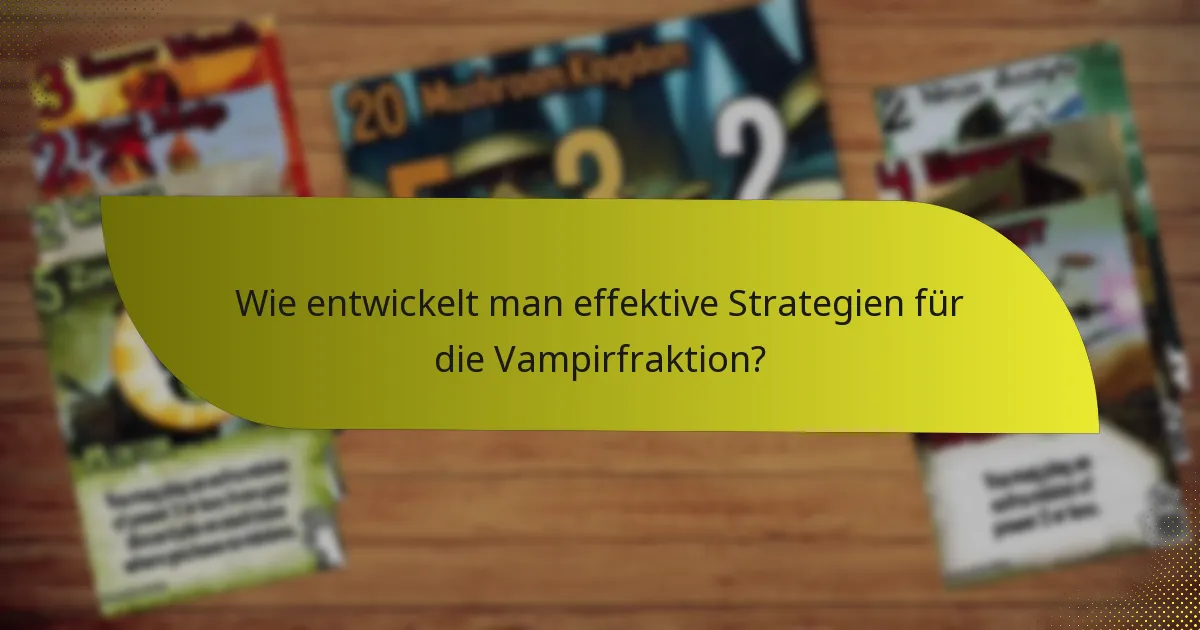 Wie entwickelt man effektive Strategien für die Vampirfraktion?