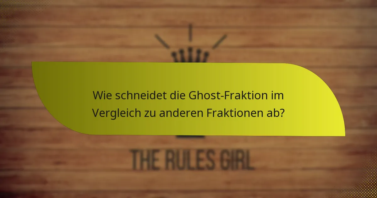 Wie schneidet die Ghost-Fraktion im Vergleich zu anderen Fraktionen ab?